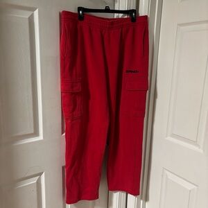 Andi Vintage Men’s Athletic Red Cargo Sweat Pants Size XL